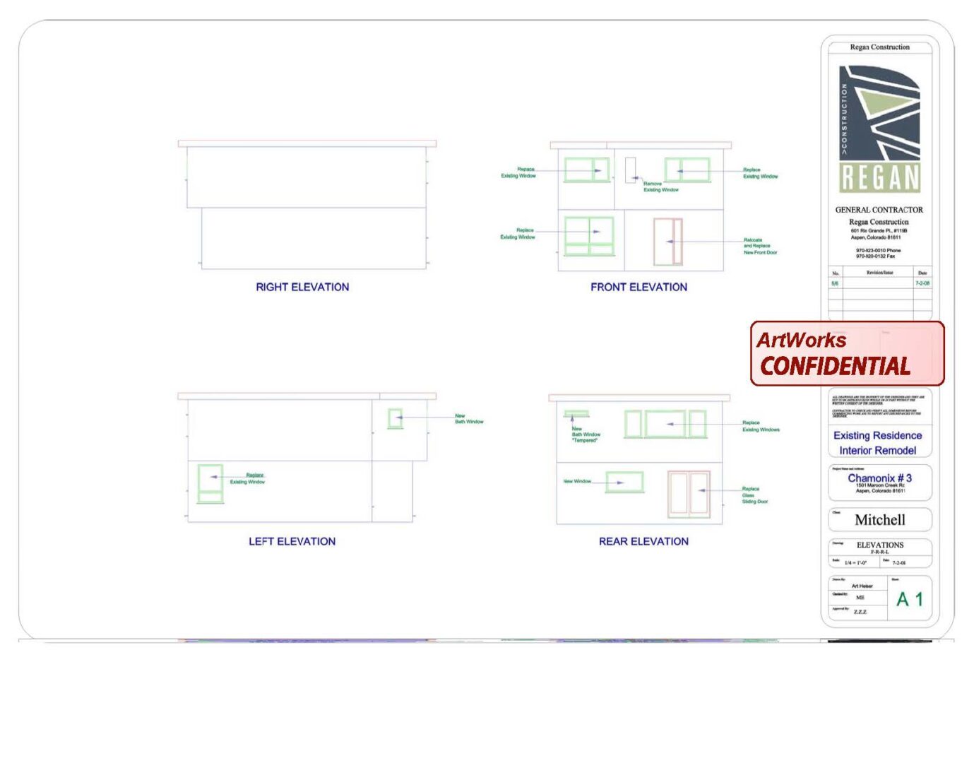 A page of the construction drawings for an office.