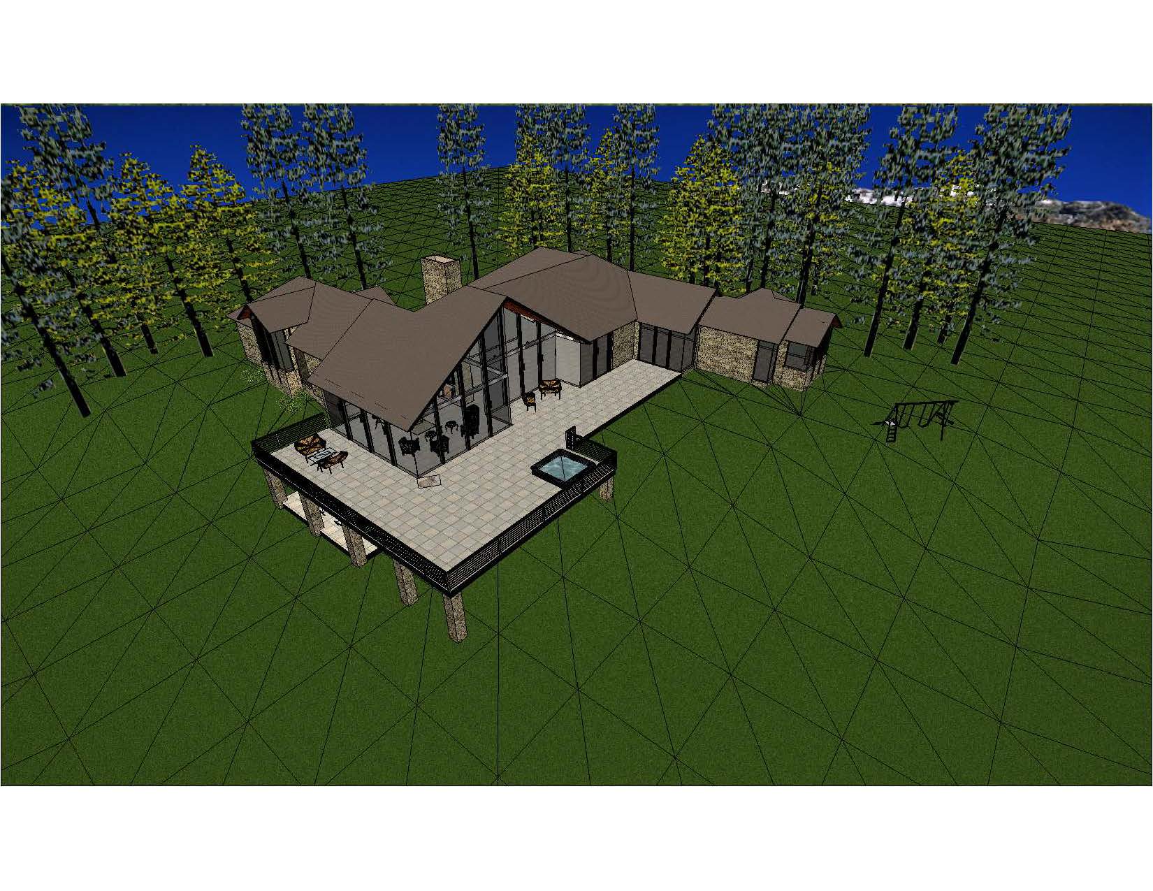 A 3 d rendering of the house in the woods.