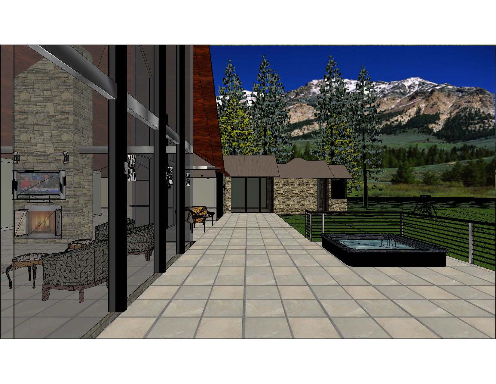 A computer rendering of the outside of a building.