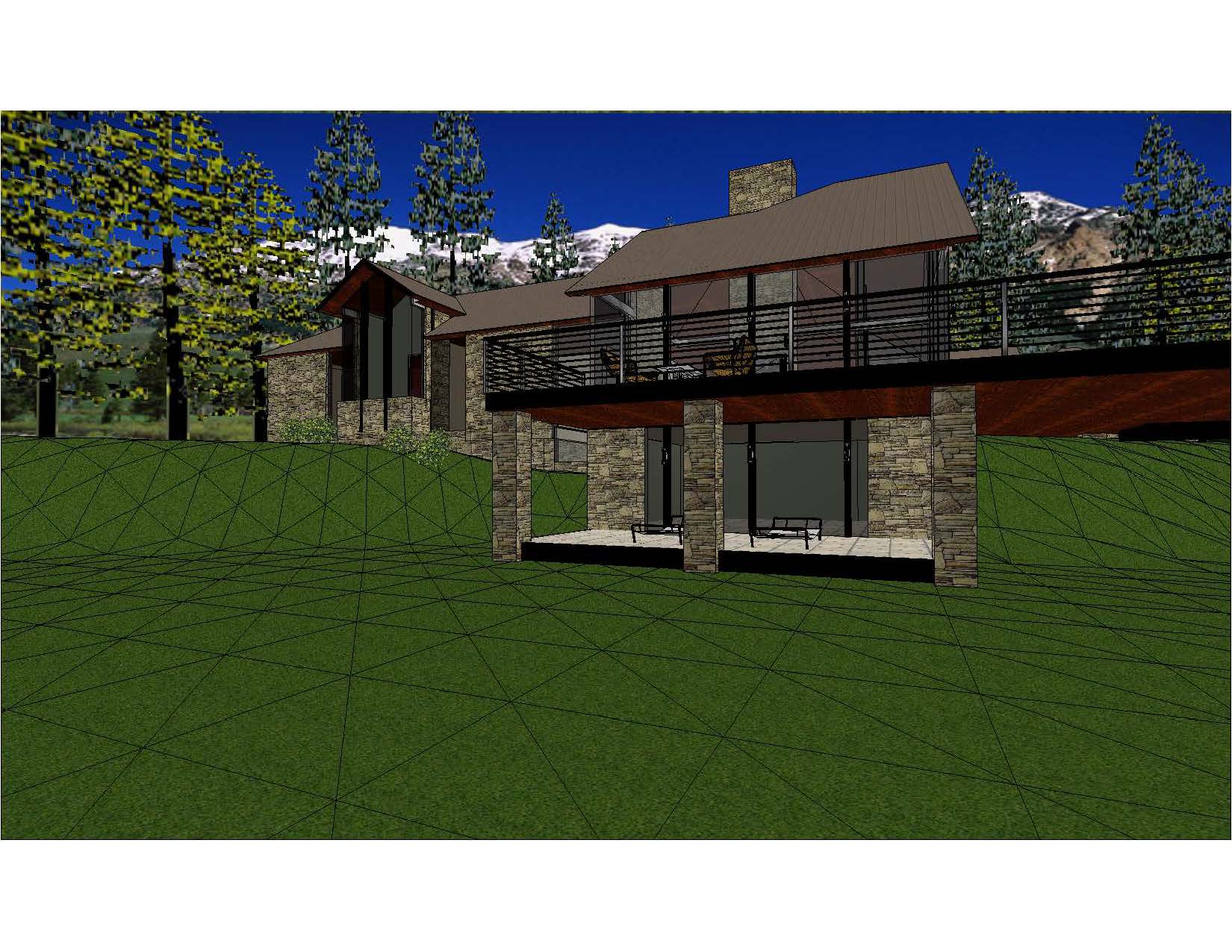 A 3 d rendering of the back of a house.