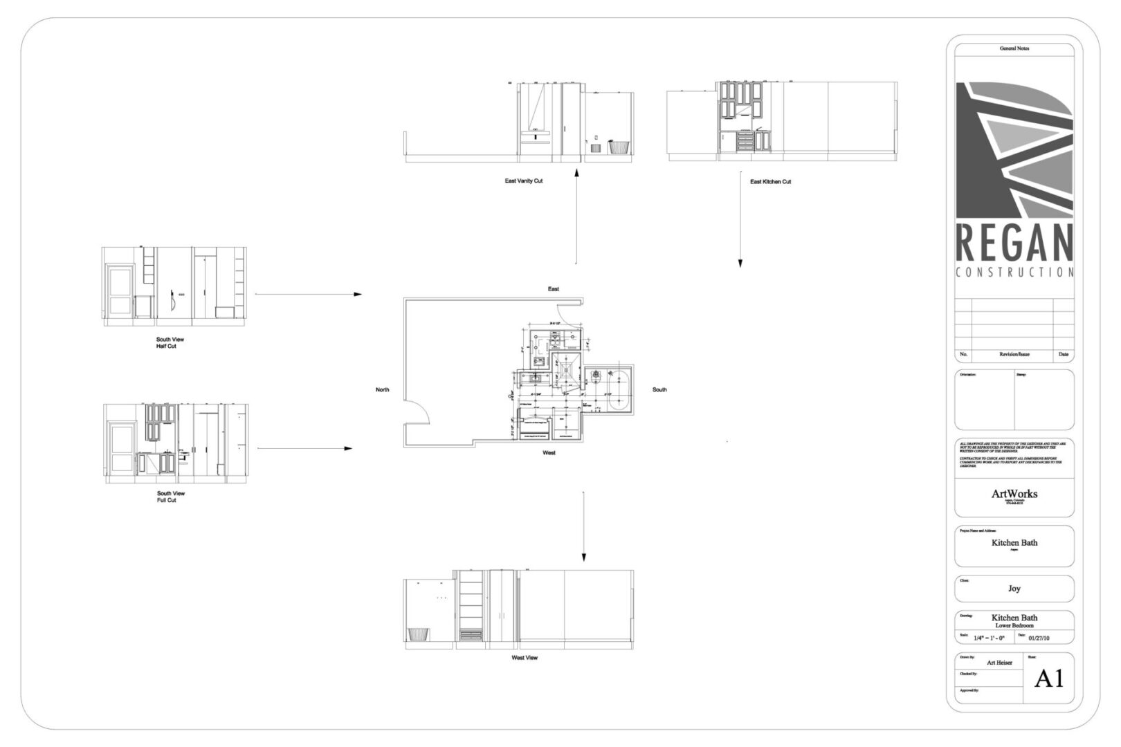 A drawing of some buildings and a floor plan.