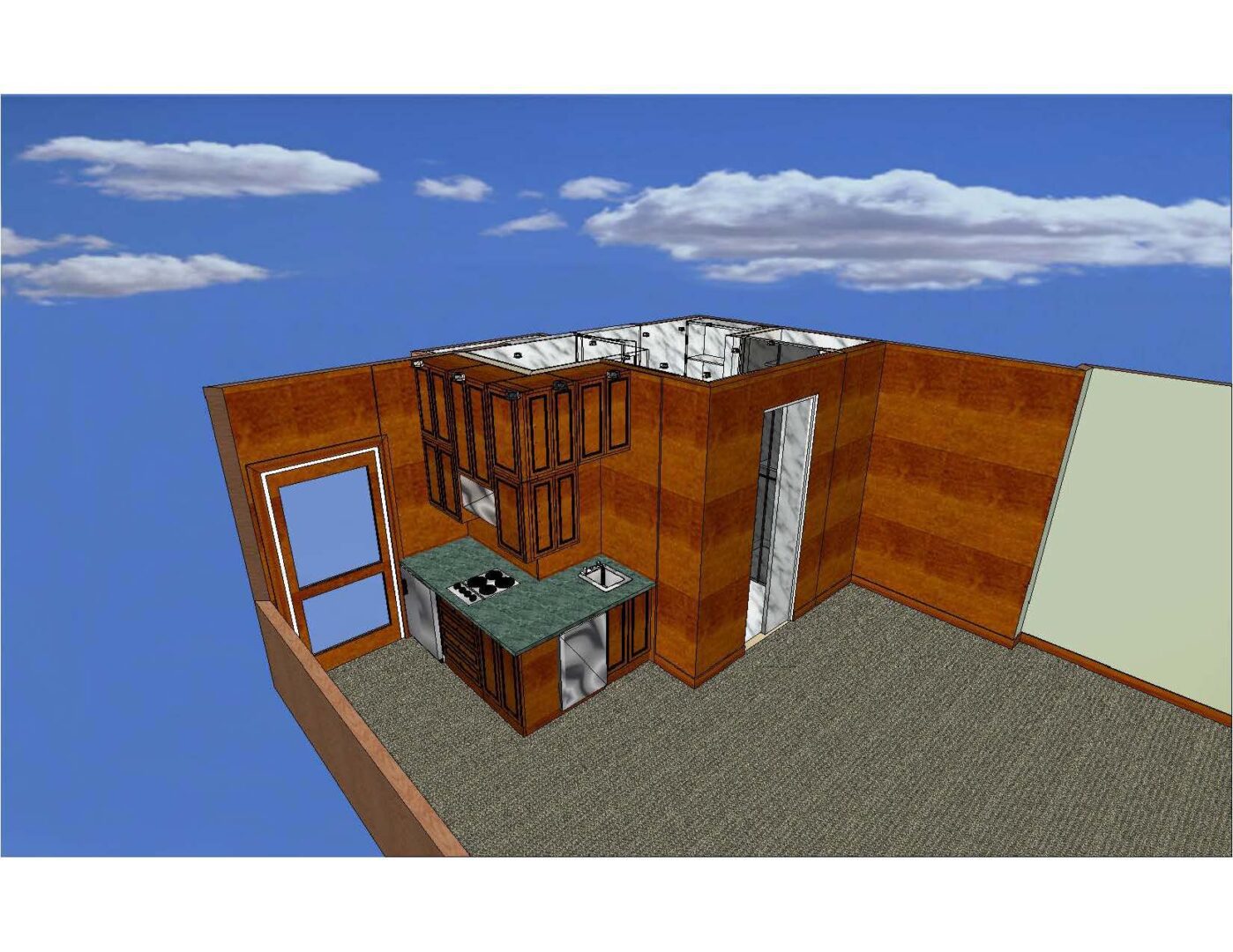 A 3 d image of the interior of a house