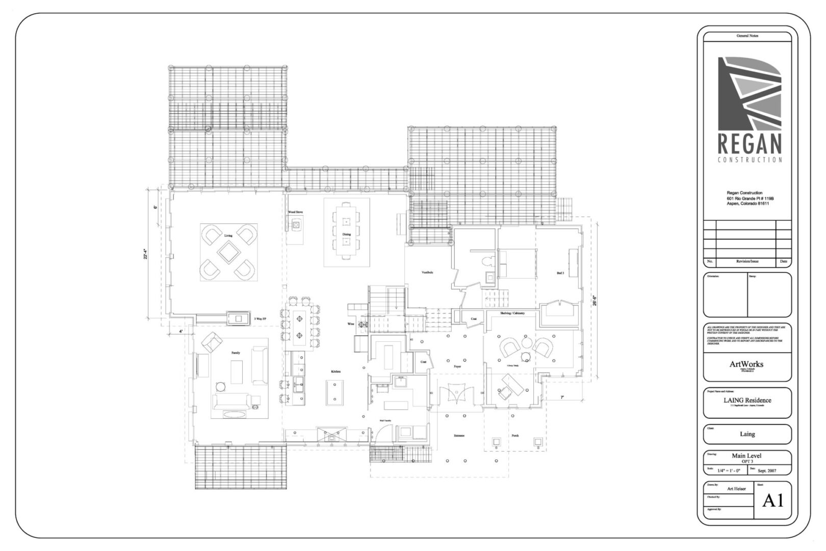 A floor plan of a house with many windows.