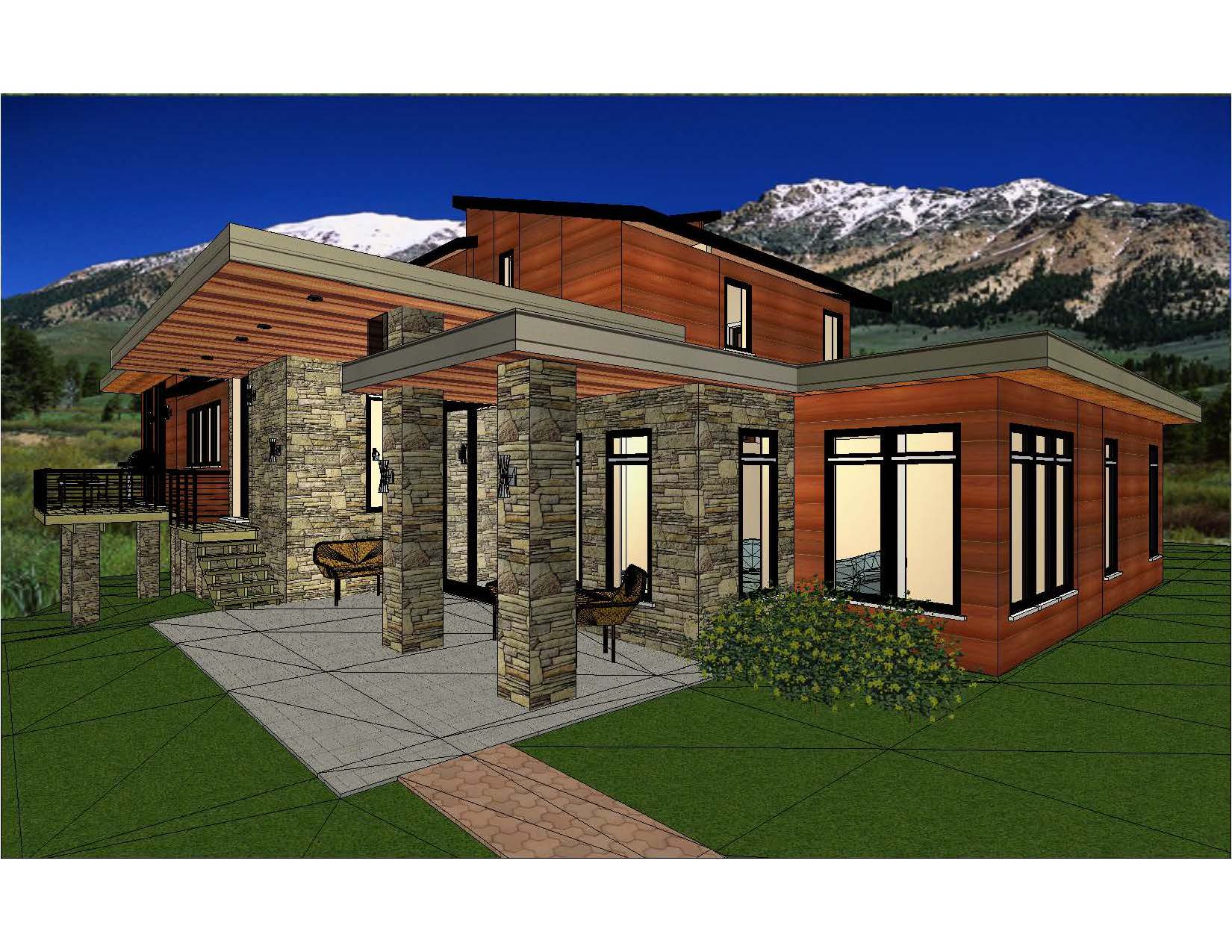 A 3 d rendering of the exterior of a house.