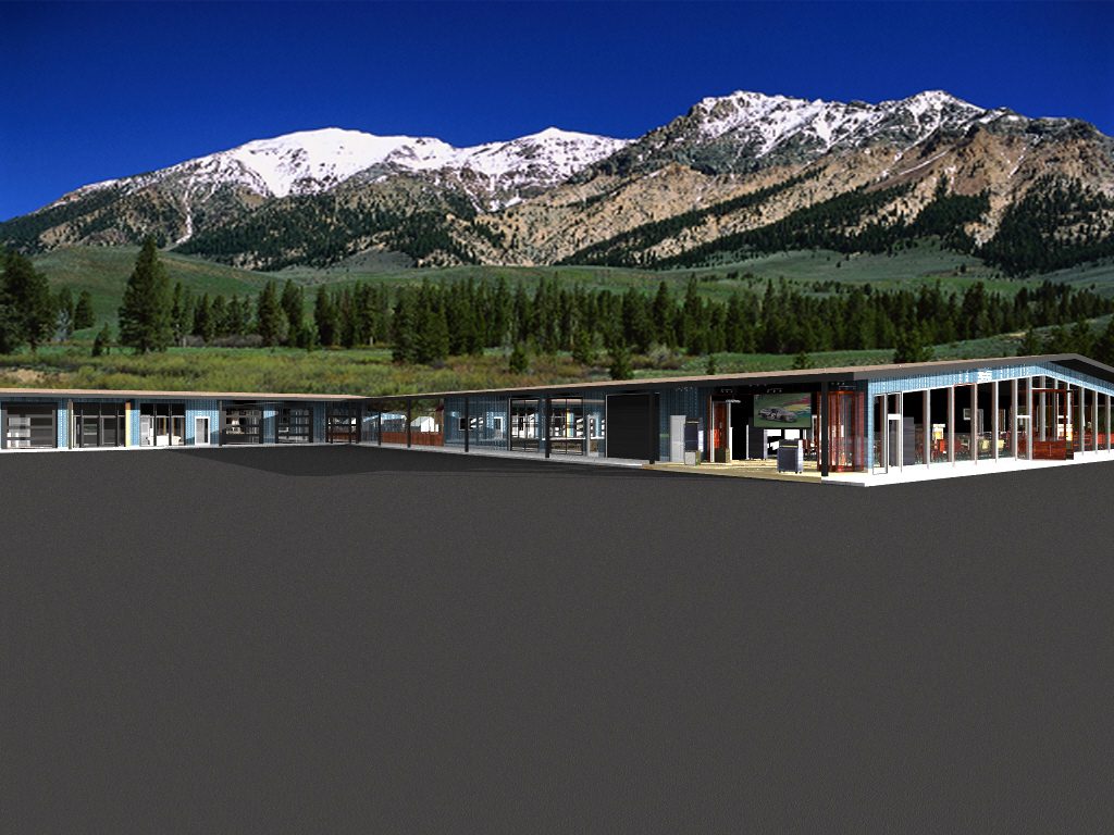 A rendering of the exterior of a motel.