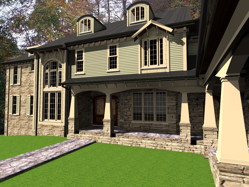 A 3 d rendering of the front of a house.