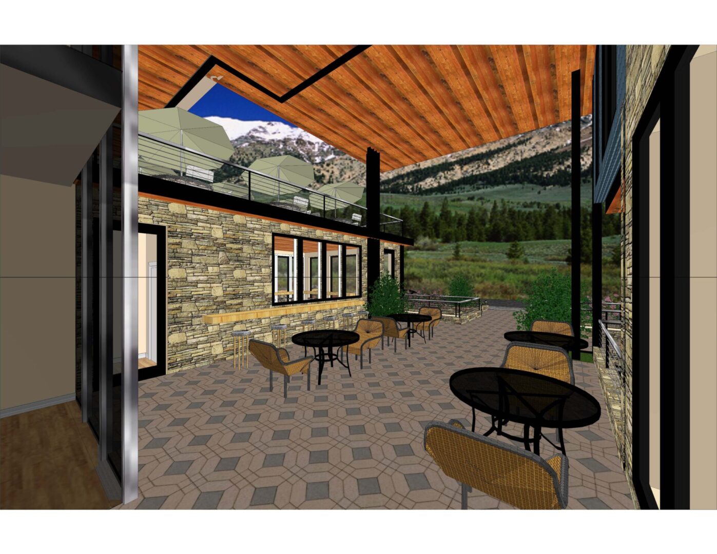 A rendering of the outside patio area.