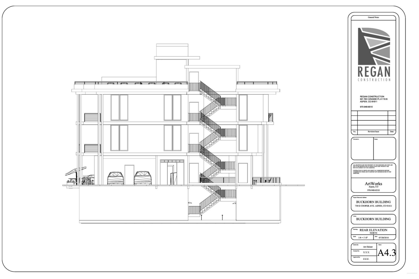 A drawing of stairs in the middle of a building.