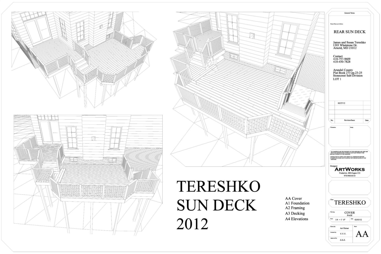 A black and white image of the front cover of tereshko sun deck 2 0 1 2.