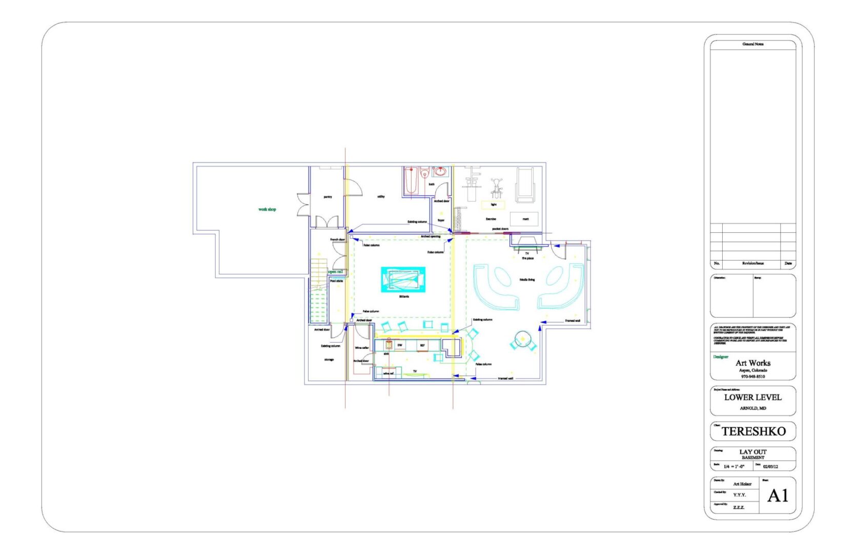 A floor plan of the ground level of a house.