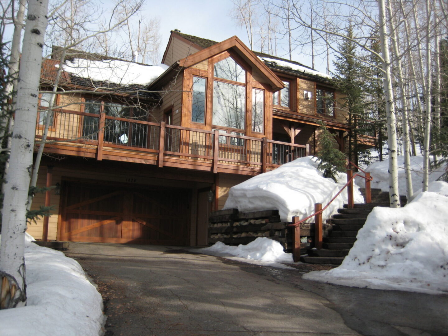 A house with snow on the ground and trees