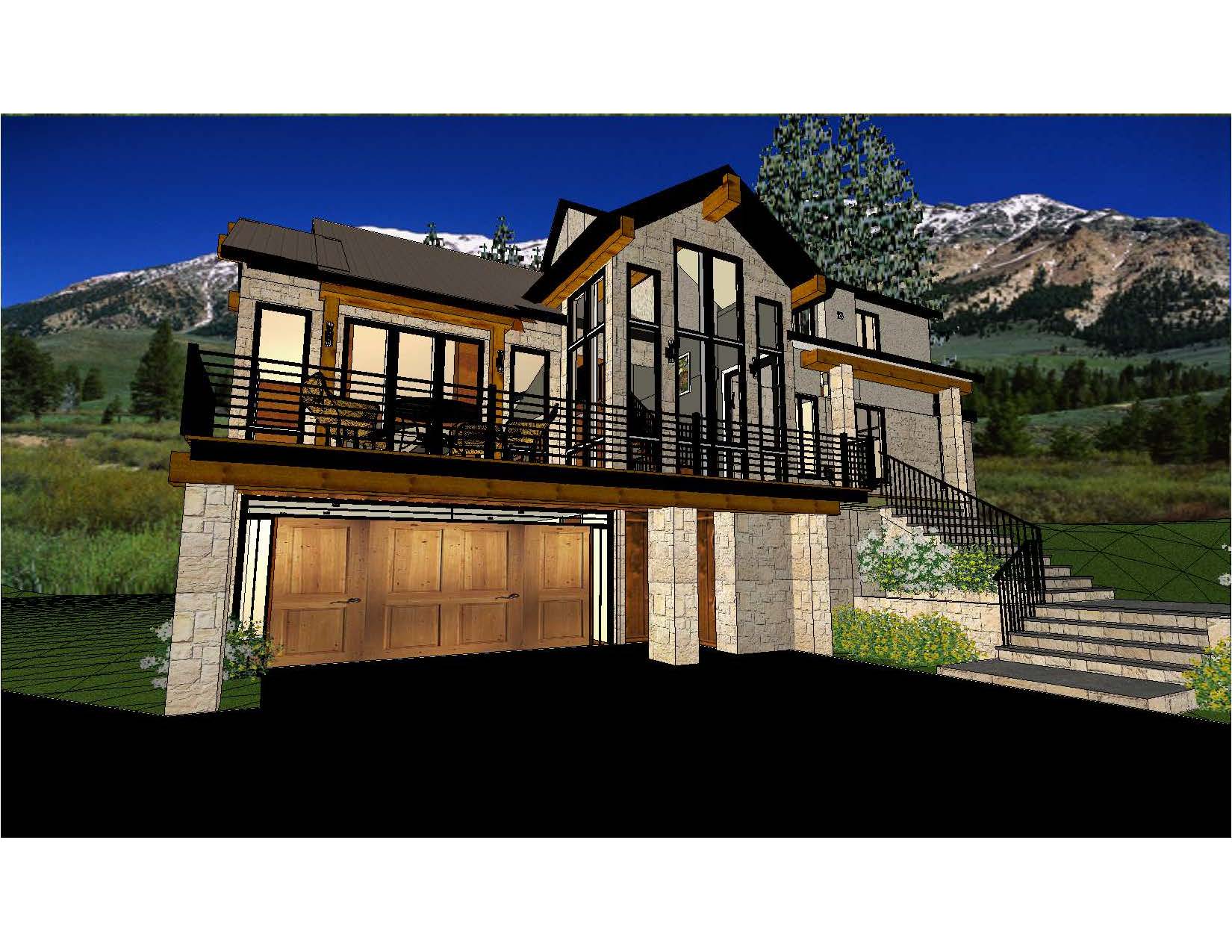 A 3 d rendering of the front view of a house.