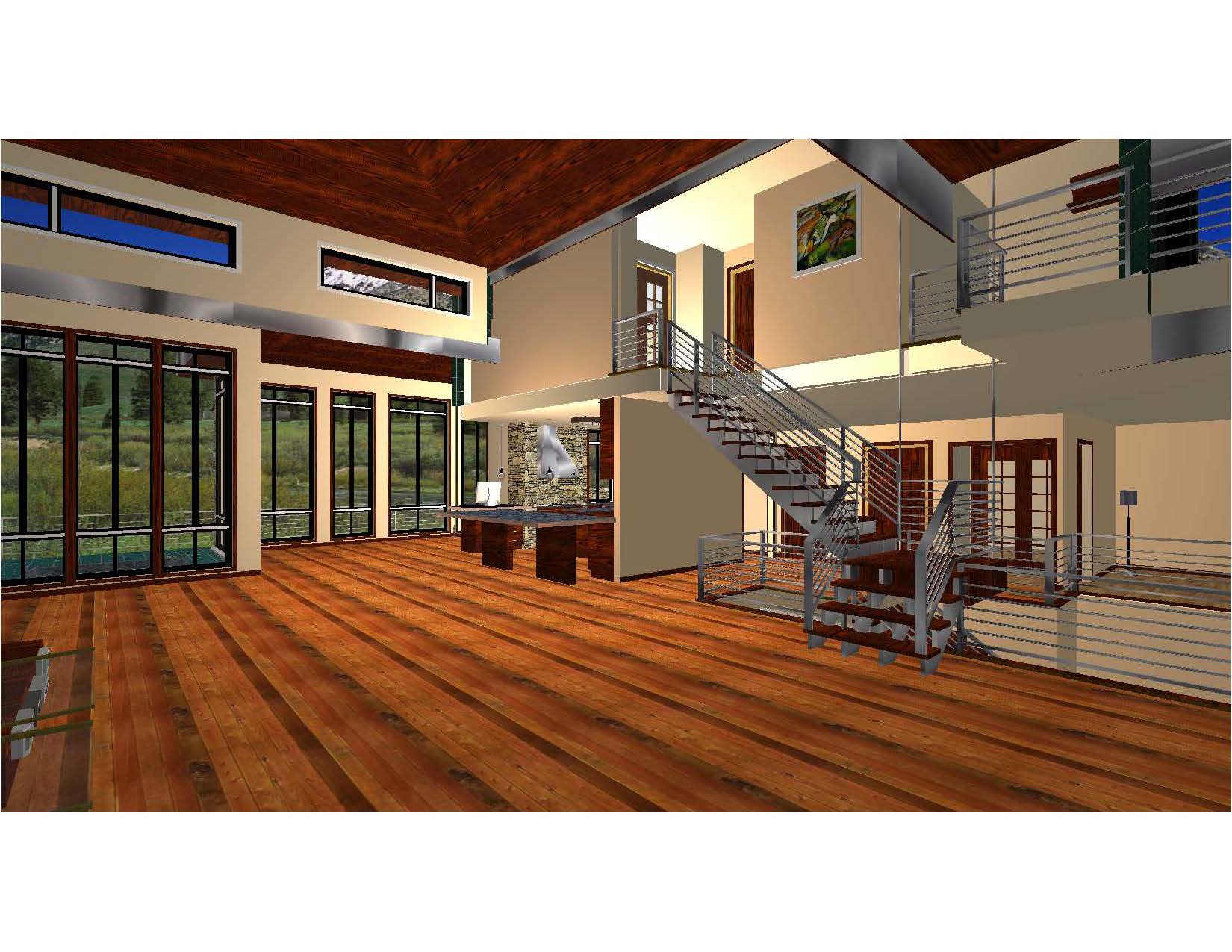 A 3 d rendering of the interior of a house.