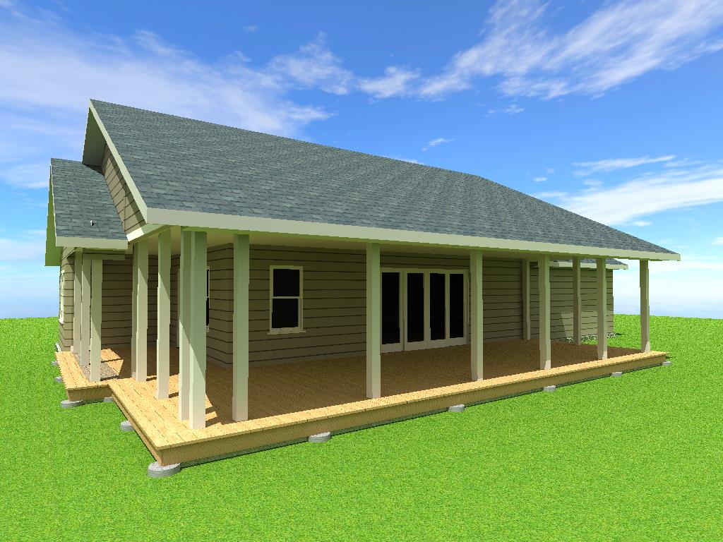 A 3 d rendering of the back of a house.