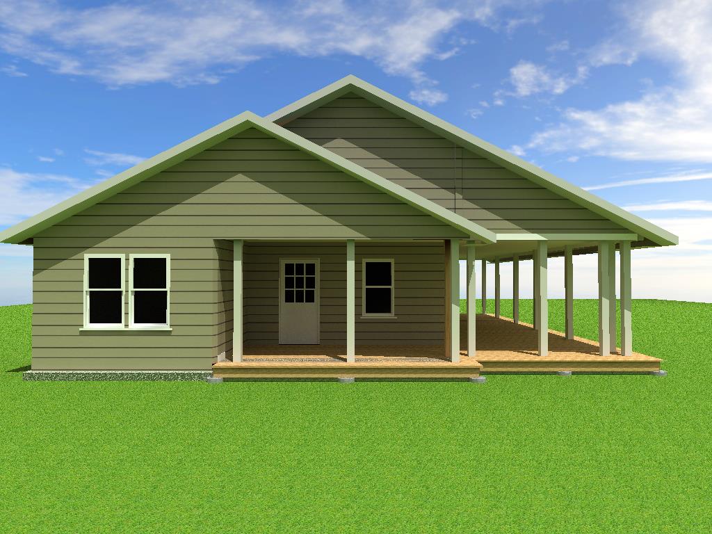 A 3 d rendering of the back of a house.