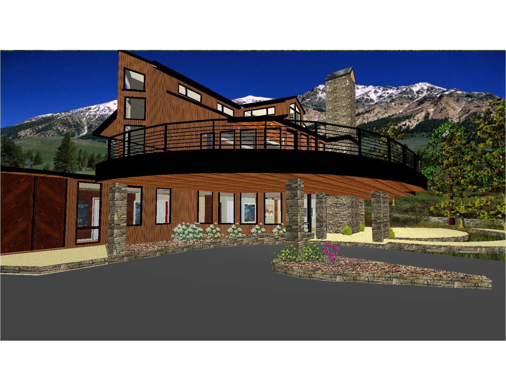 A 3 d rendering of the front view of a house.