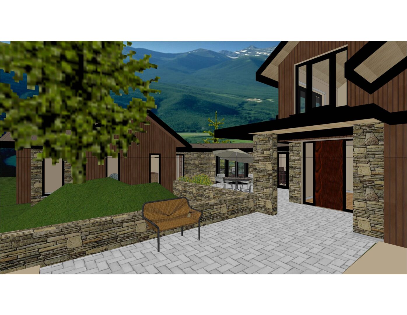 A 3 d rendering of the outside of a house.