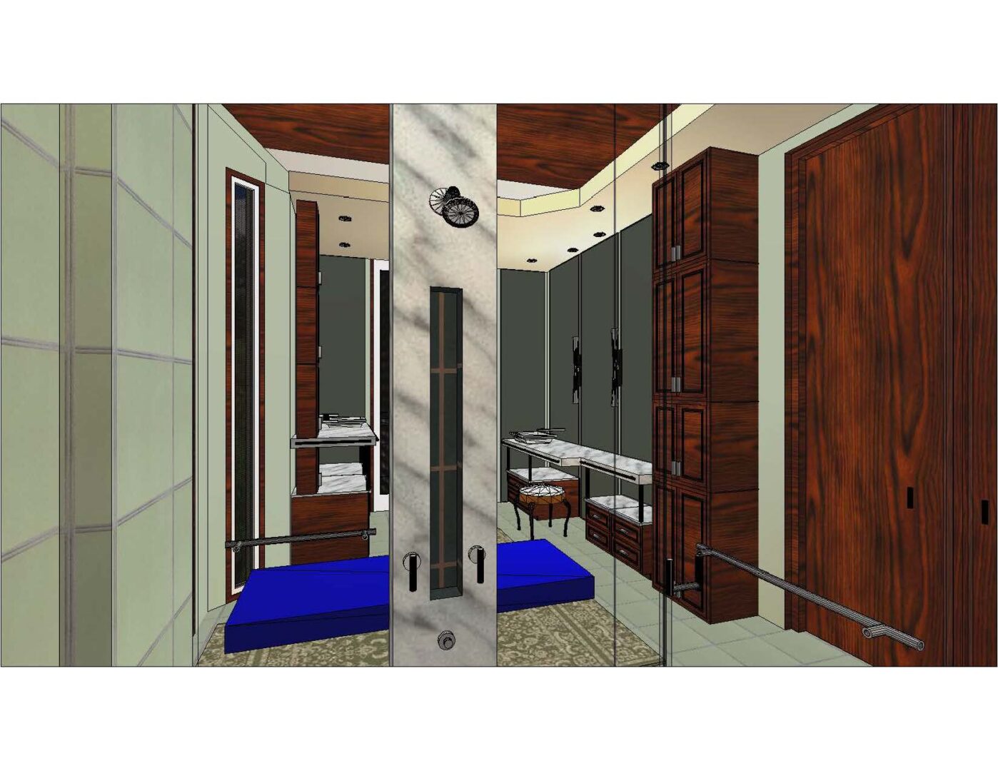 A 3 d rendering of the interior of a bedroom.