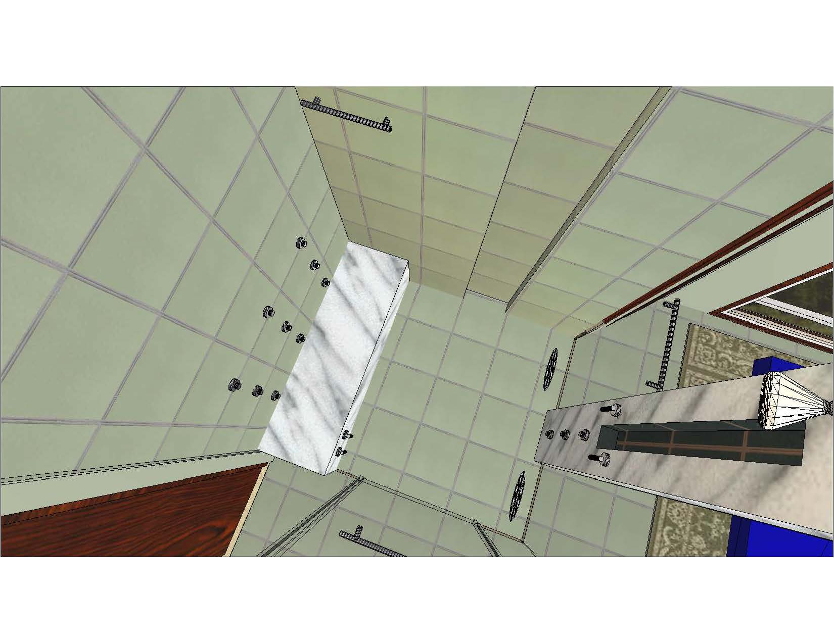 A 3 d image of the ceiling in a room.