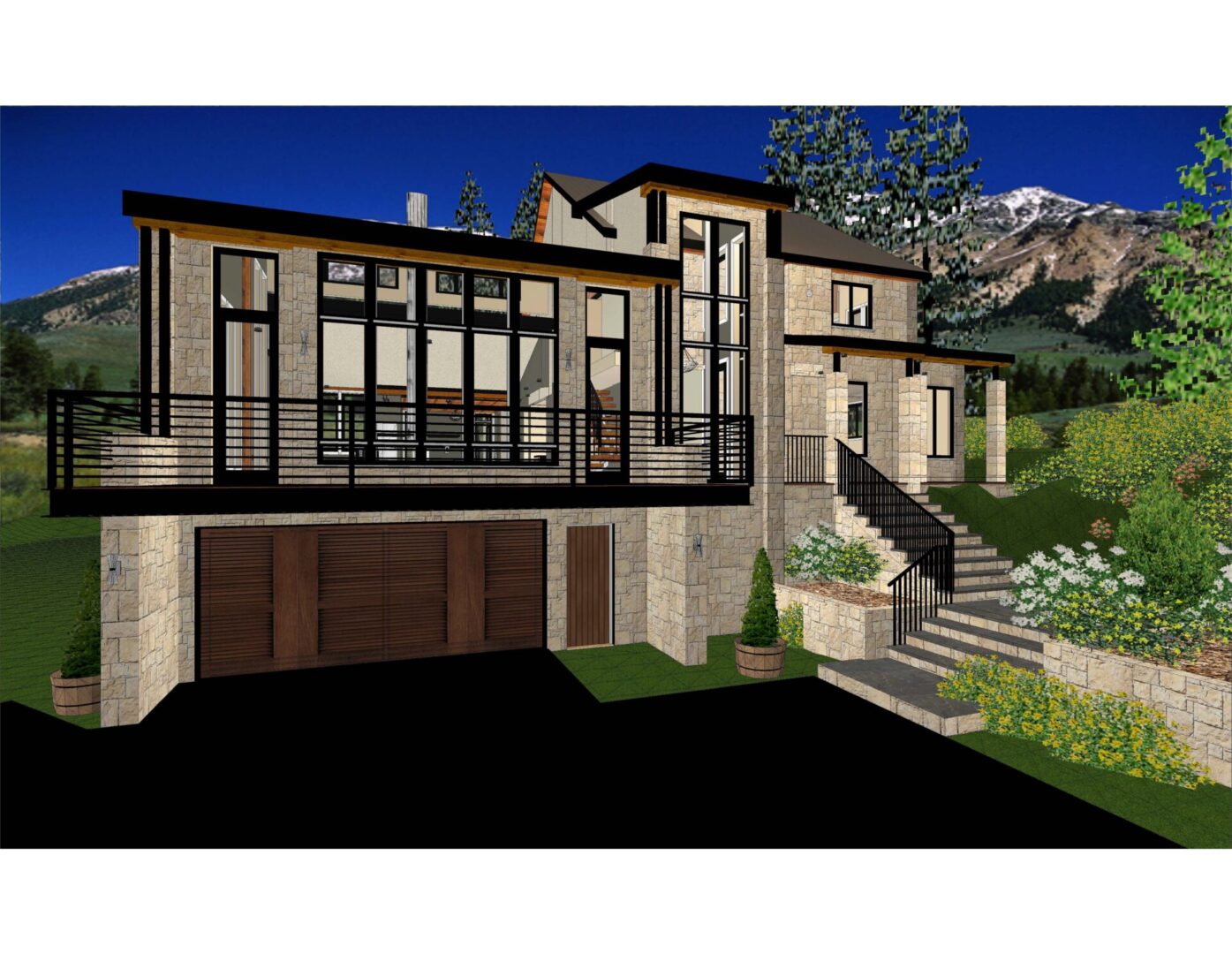 A 3 d rendering of the front of a house.