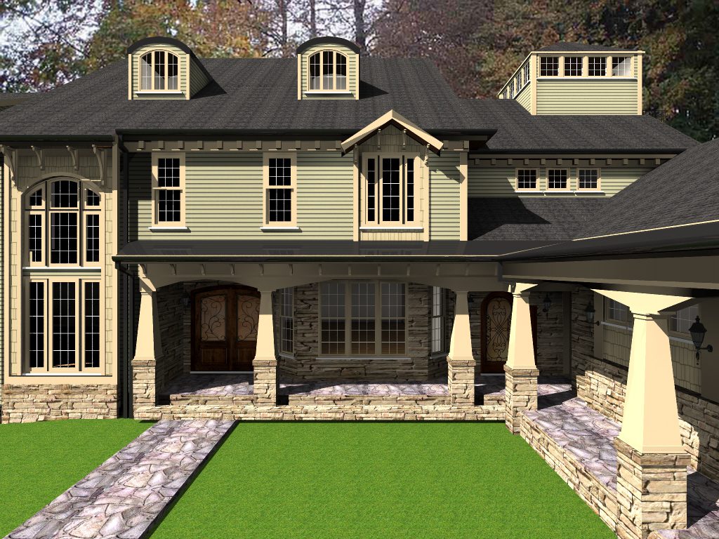 A 3 d rendering of the front of a house.