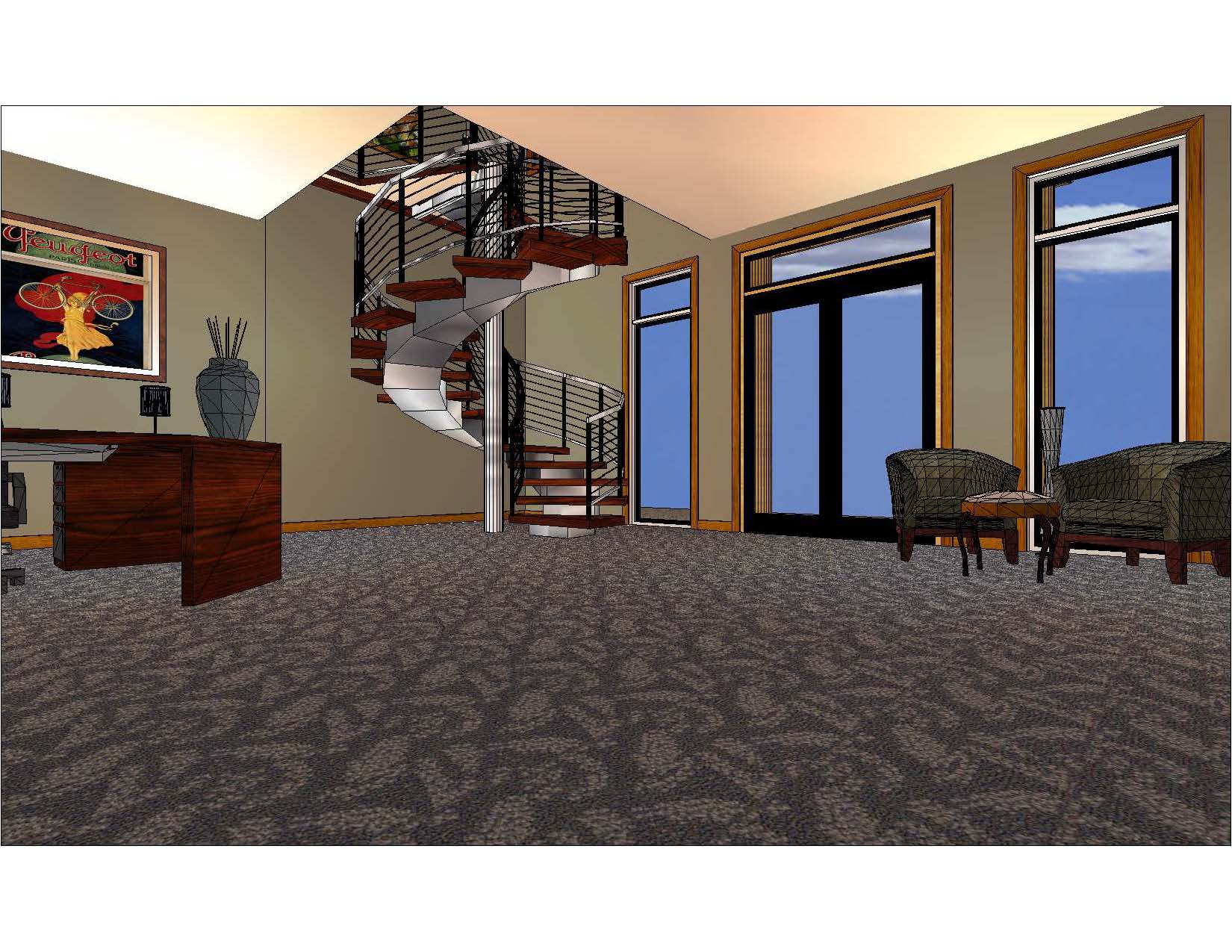 A 3 d rendering of the interior of a house.