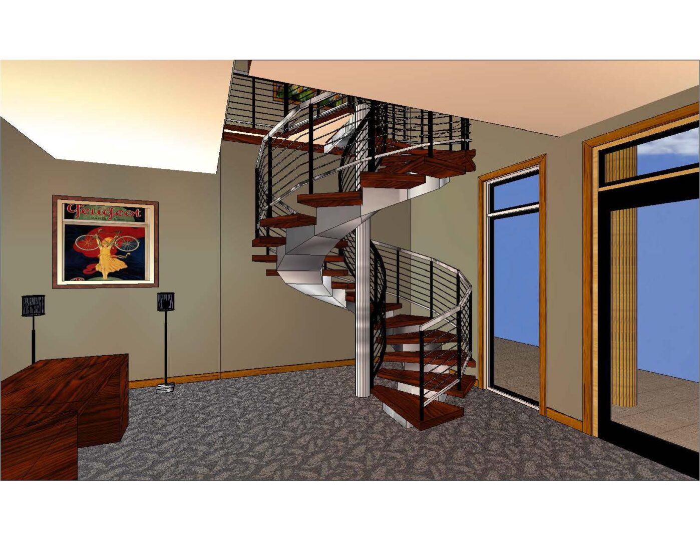 A 3 d rendering of the interior of a home.