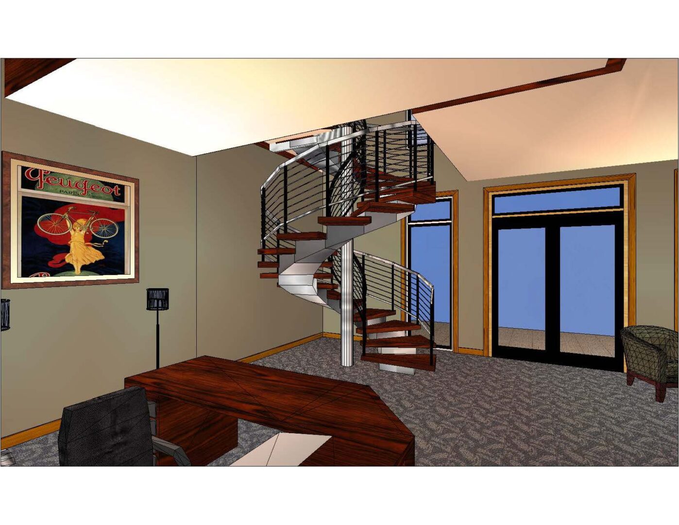 A computer rendering of the interior of a home.