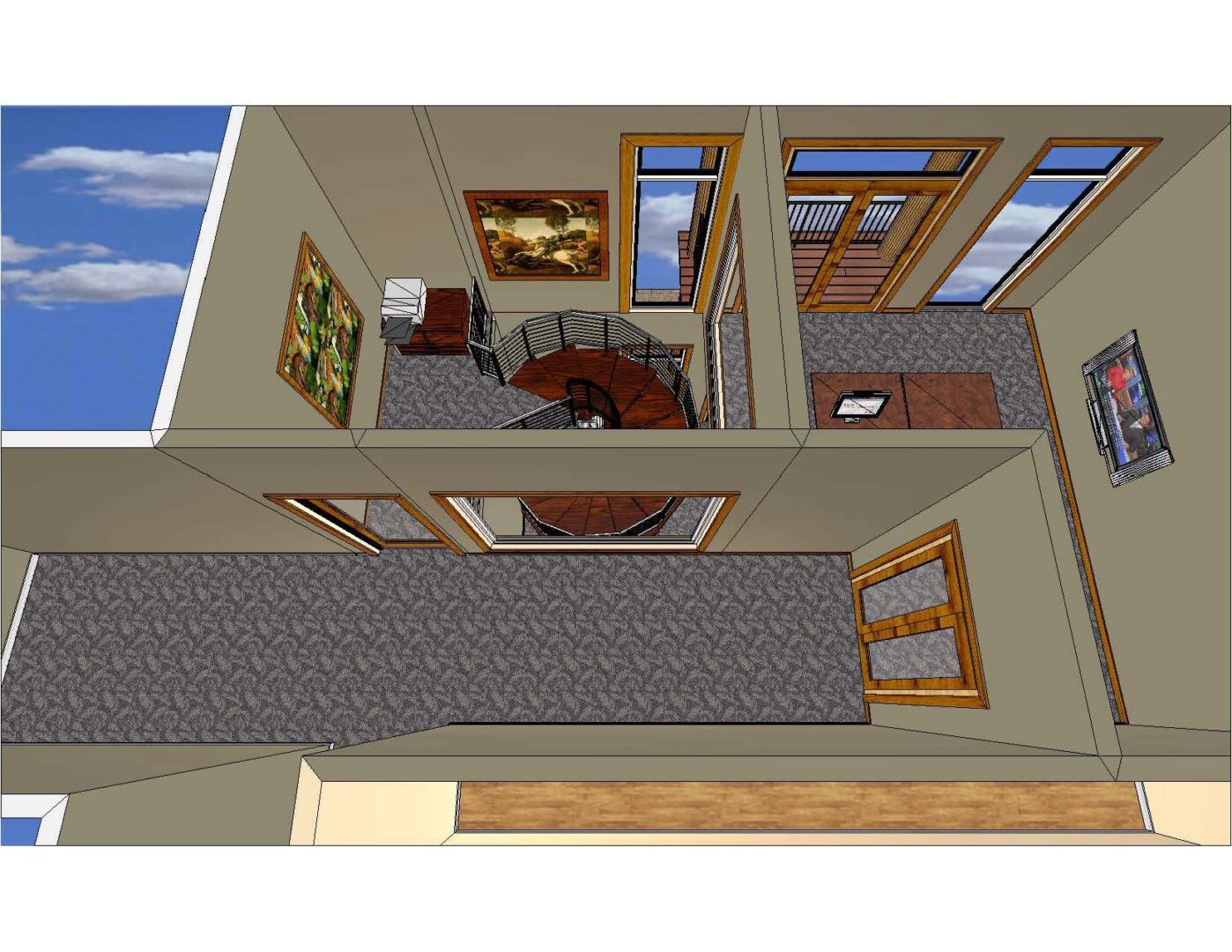 A 3 d image of the interior of a house