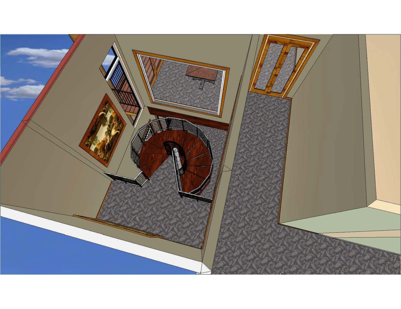 A 3 d image of the interior of a house