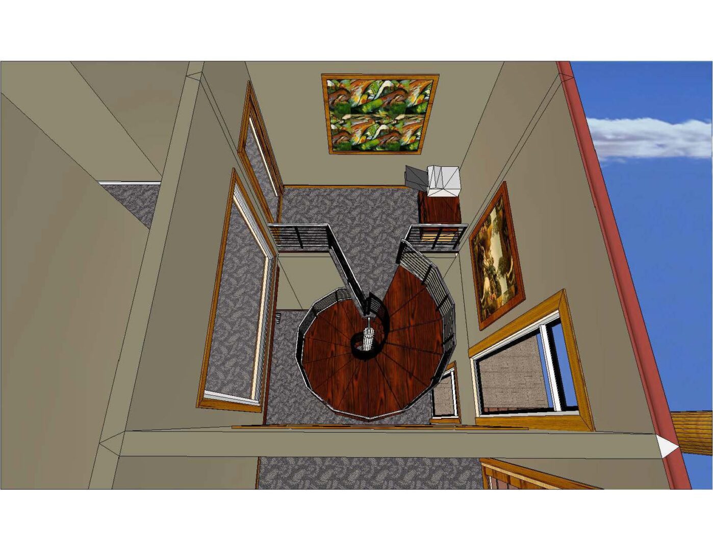 A 3 d image of the interior of a house