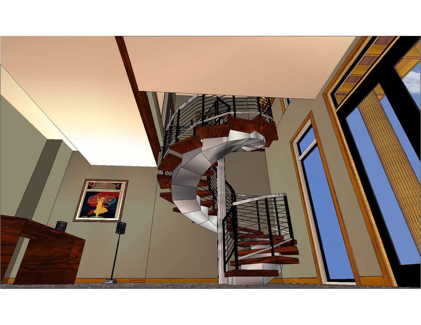 A 3 d image of the interior of a house