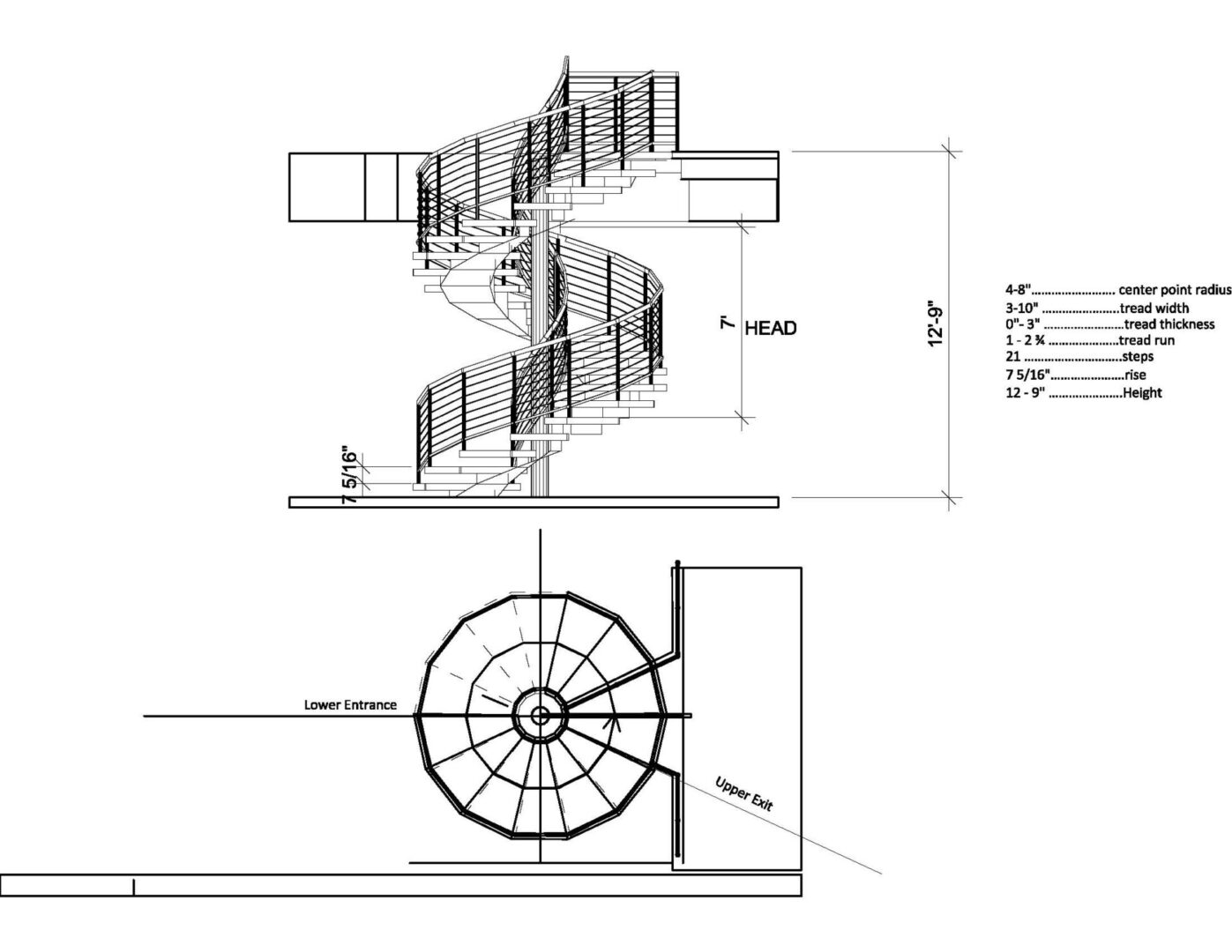 A drawing of the stairs in the house.