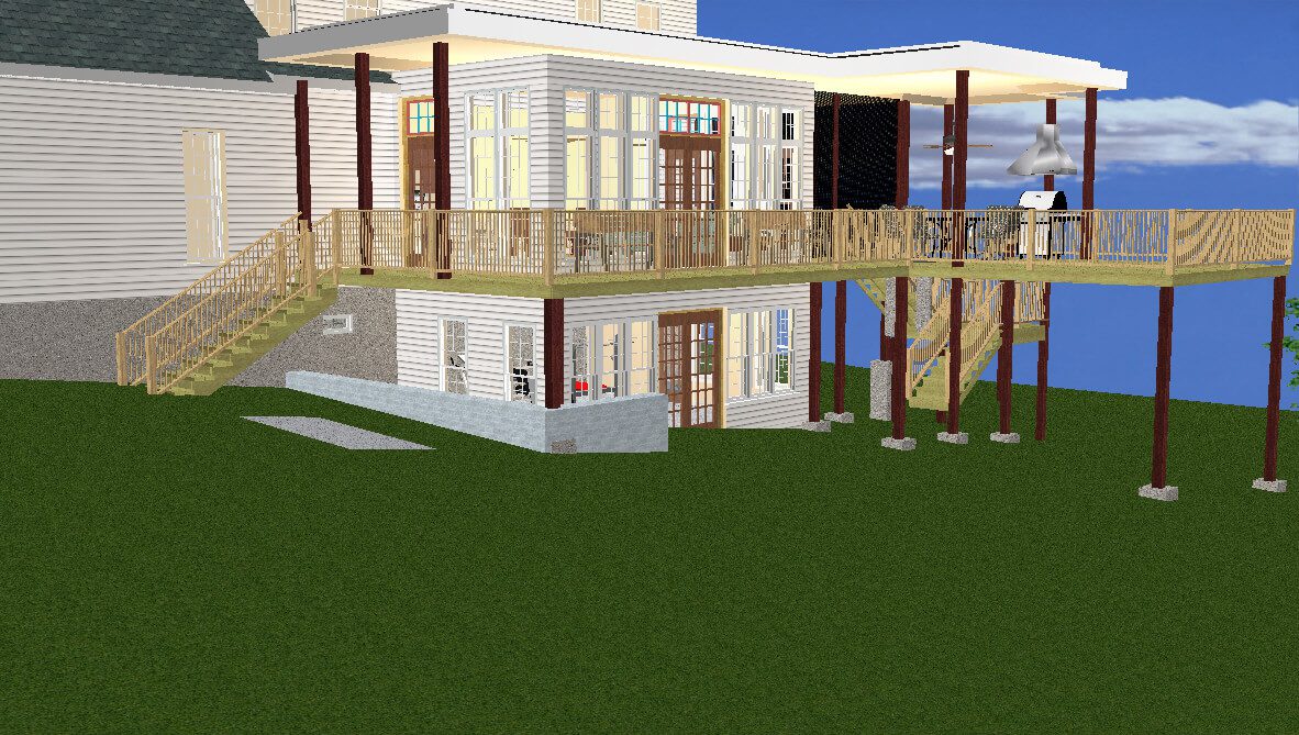 A 3 d image of the outside of a house