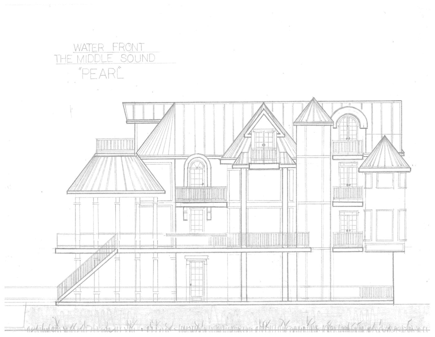 A drawing of the side of a house