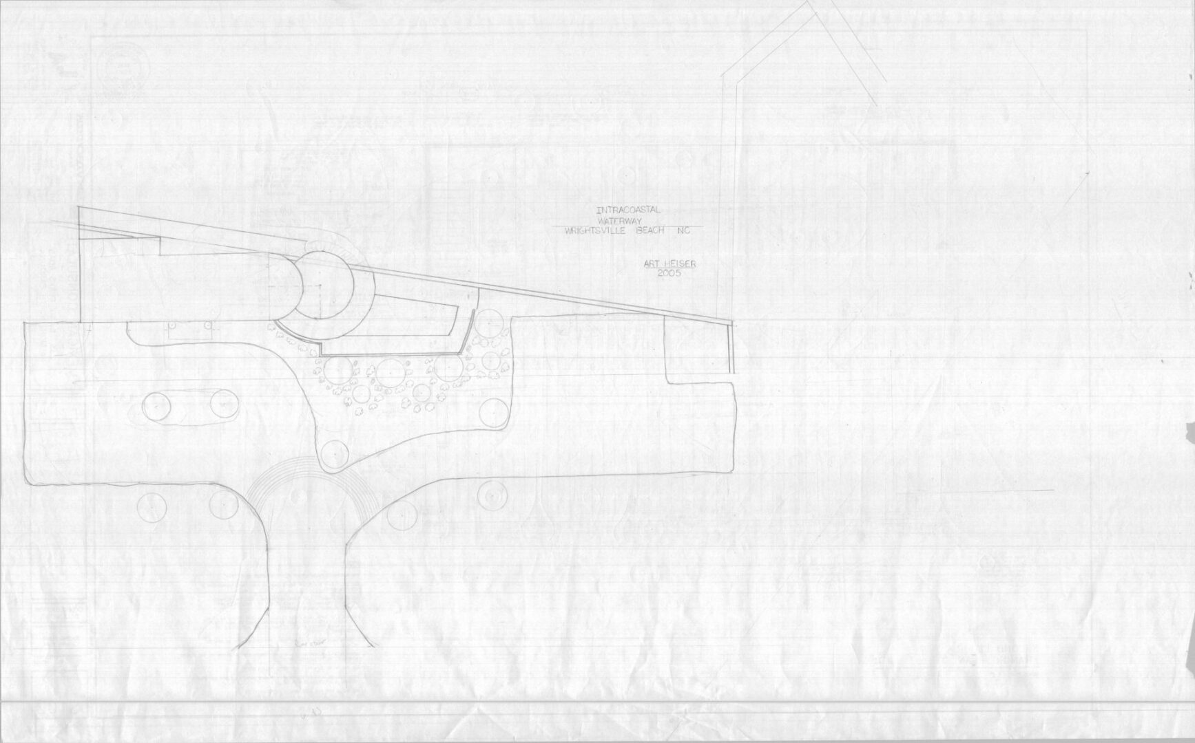 A drawing of a gun and some trees