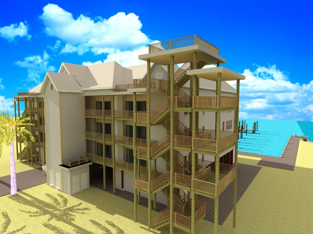 A 3 d rendering of the exterior of an apartment building.