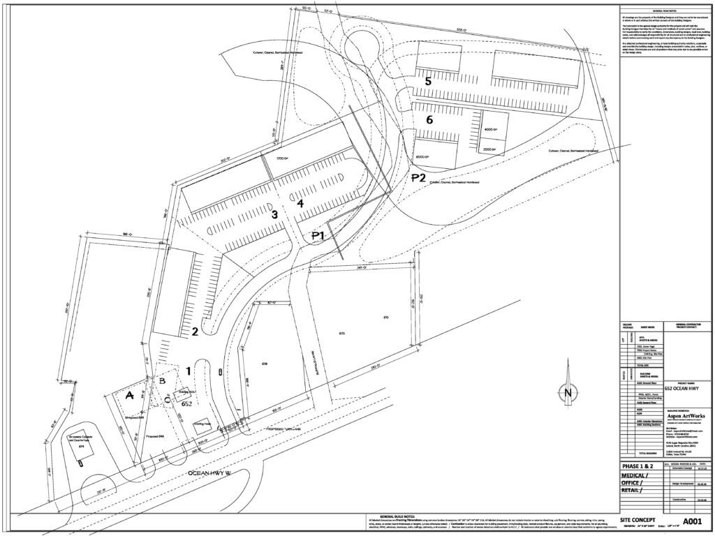 A map of the site shows several buildings and a dock.