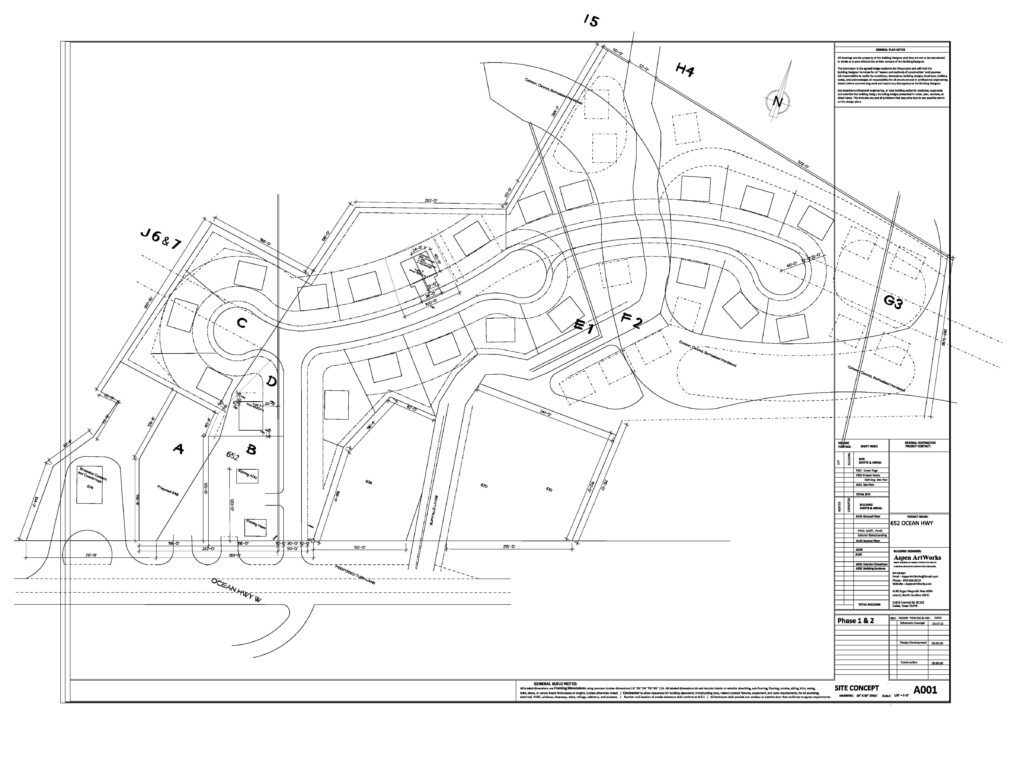 A drawing of the site plan for a new housing development.