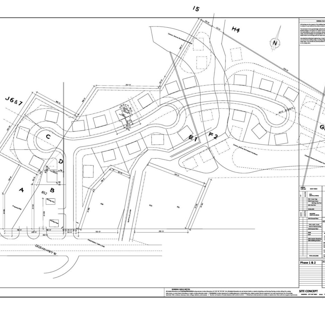 A drawing of the site plan for a new housing development.