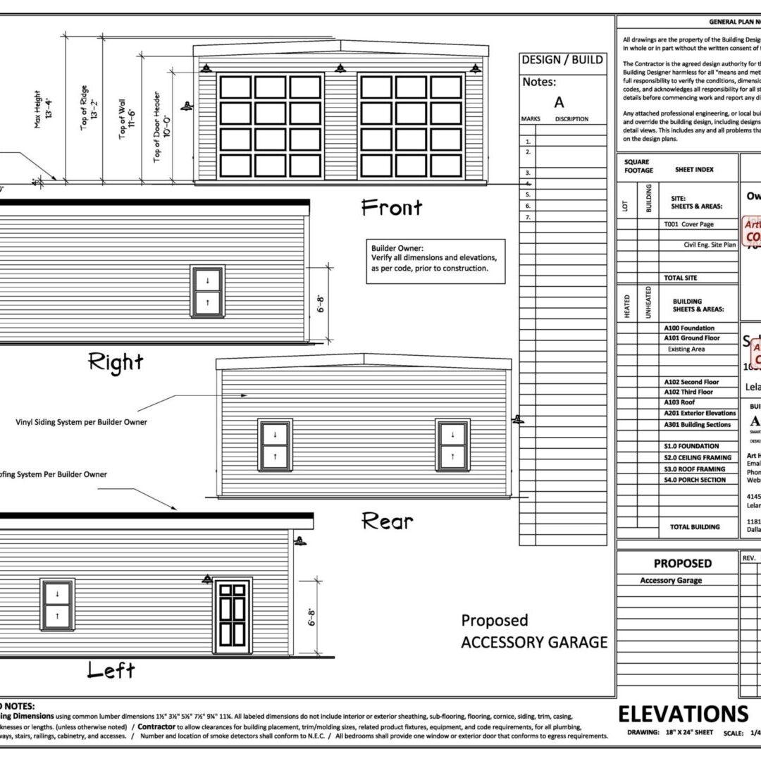 A drawing of the front and rear elevations for a house.