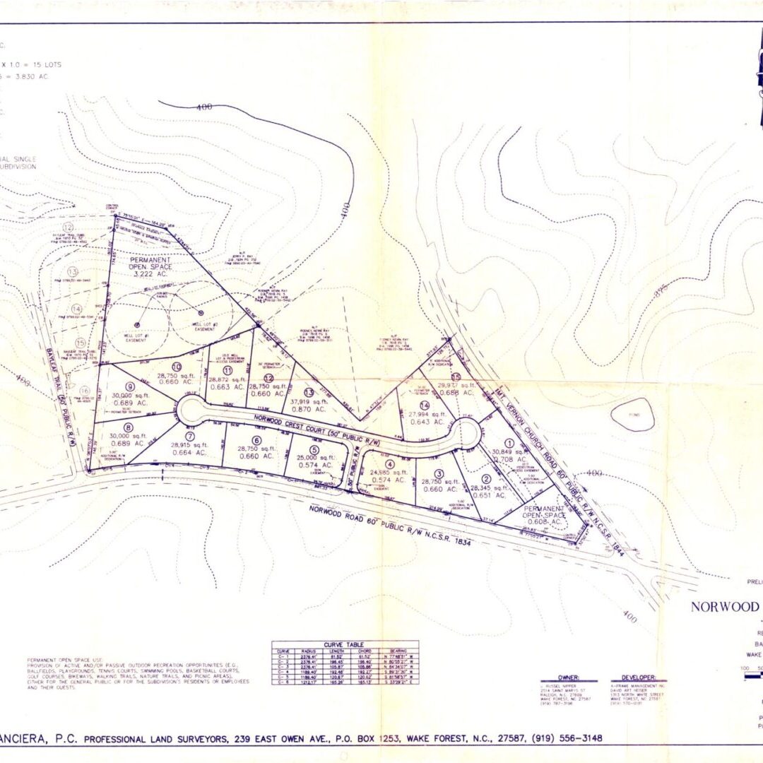 A map of the area with lots of trees.