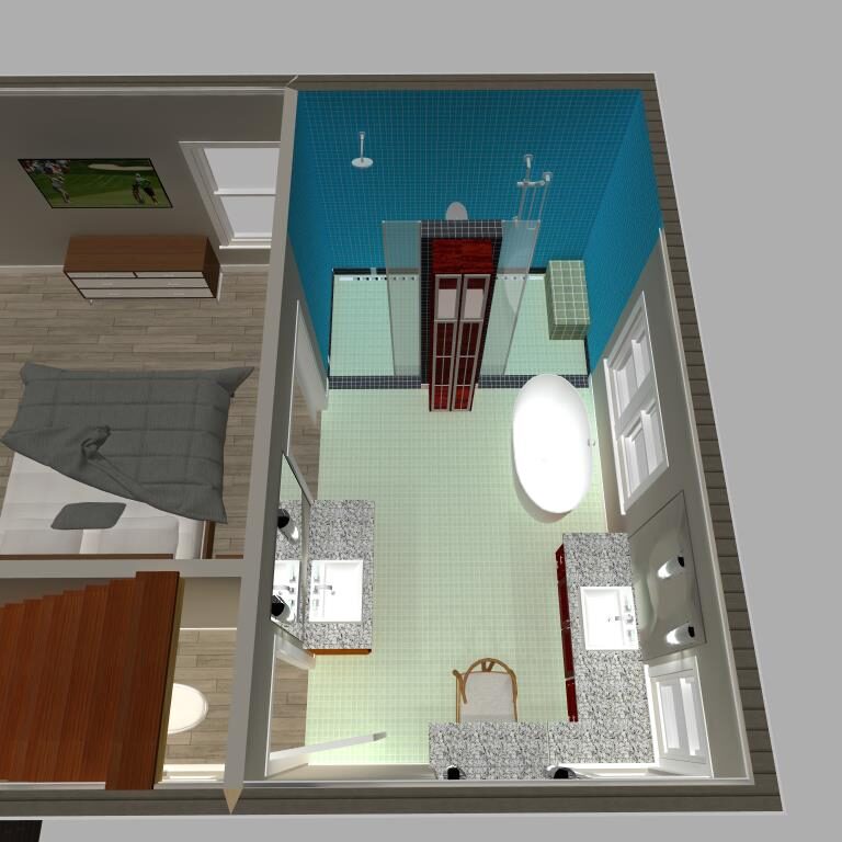 A 3 d view of the interior of a room.