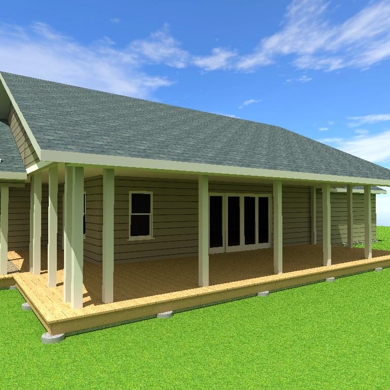 A 3 d rendering of the back of a house.