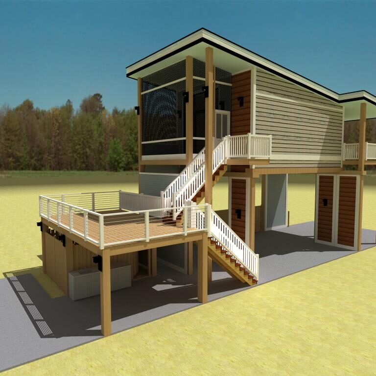 A 3 d rendering of the beach house.