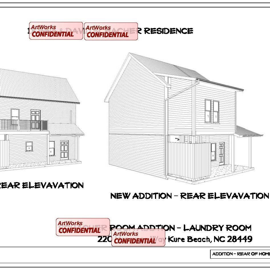 A drawing of two different houses with labels.