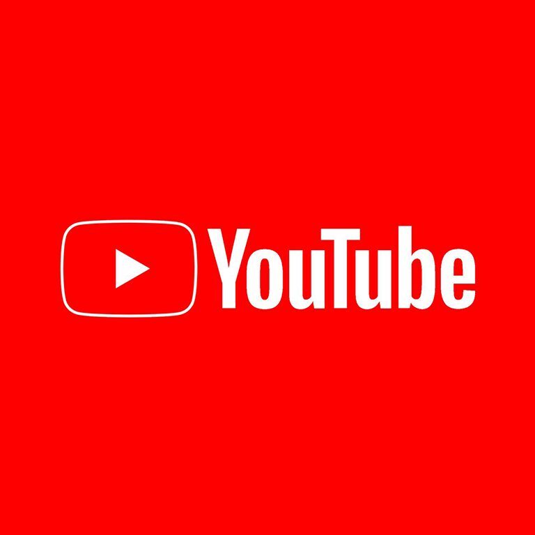 A red background with the word youtube in white.